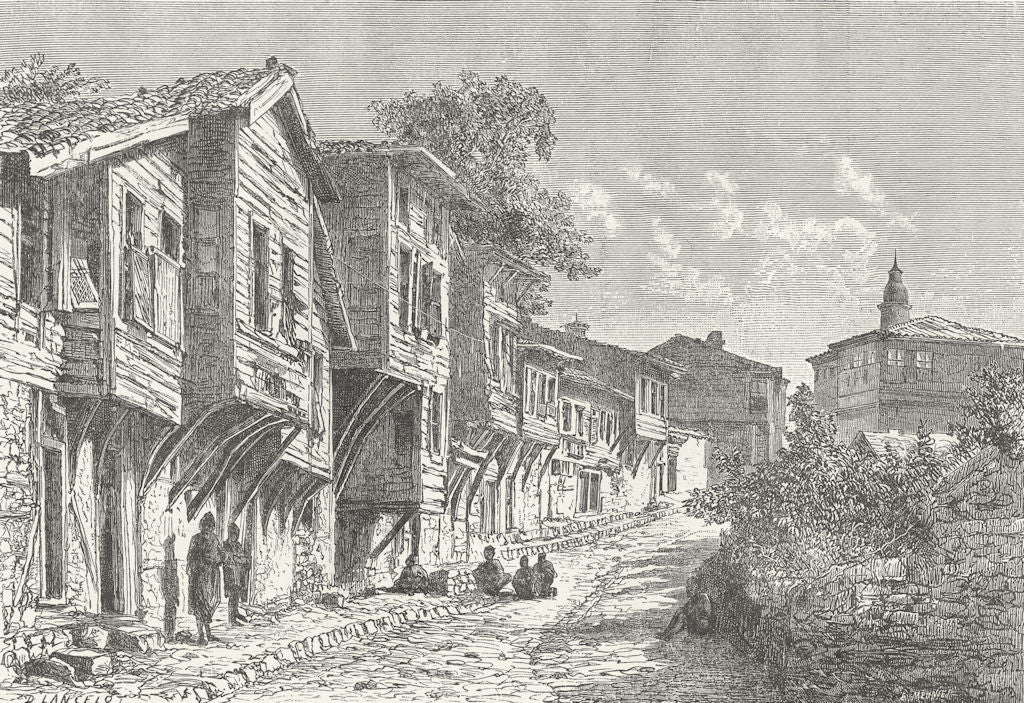 TURKEY. St view, Uskudar c1885 old antique vintage print picture